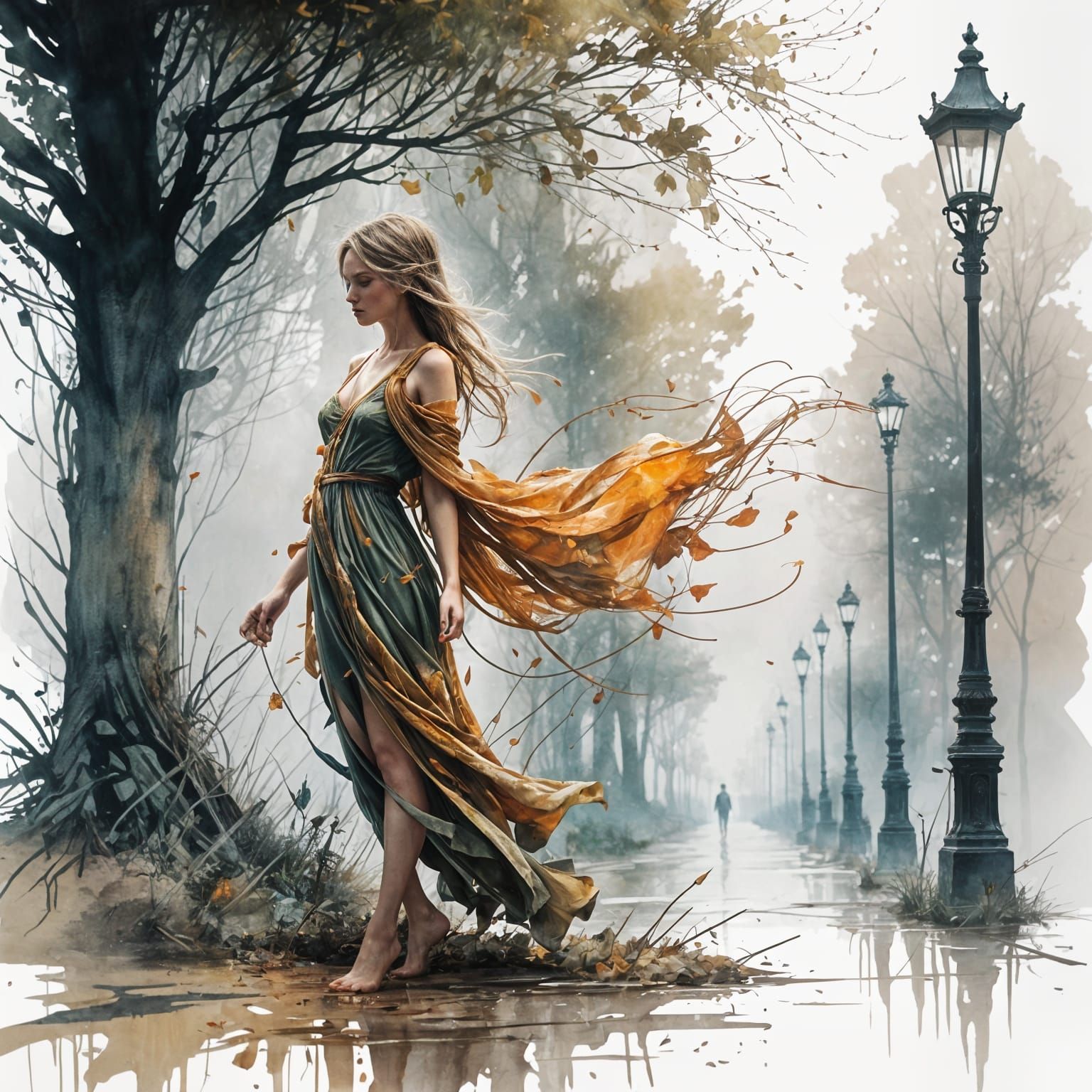 Neon Pixie in Misty Urban Park