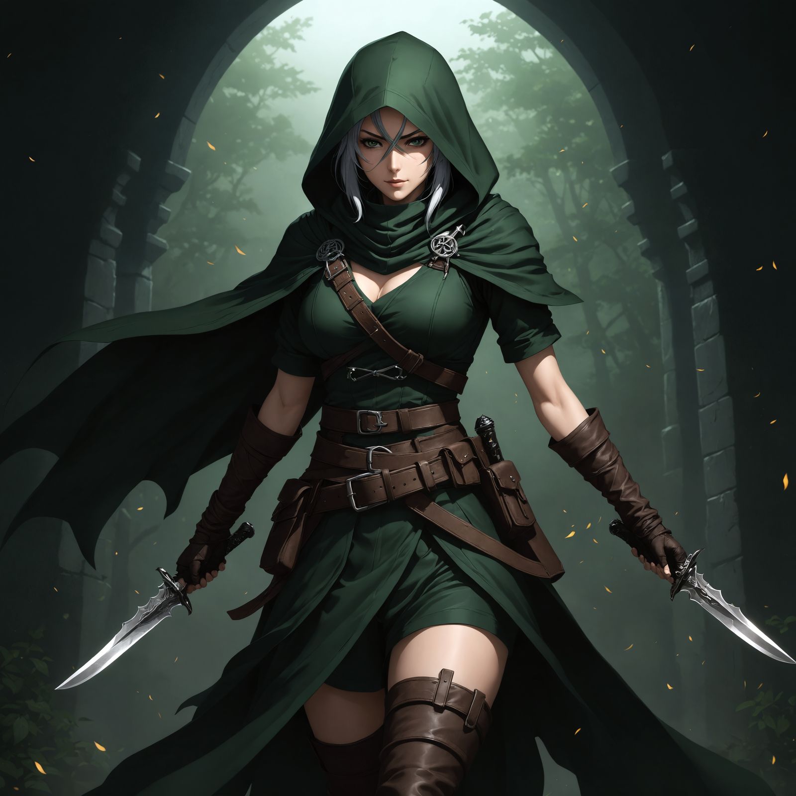 Fantasy Rogue with Daggers in Anime Style