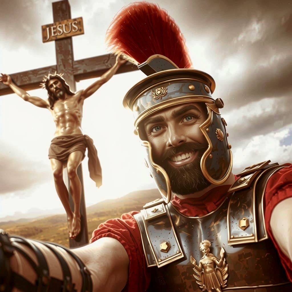 Roman Soldier's Haunting Selfie with Crucified Jesus