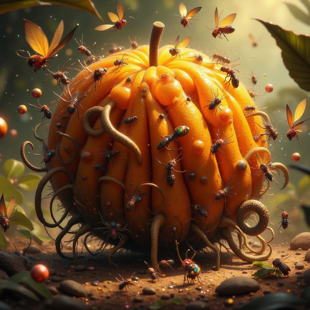 Ginormous Fruit Beckons Tiny, Exuberant Ants in Hyper-Realis...