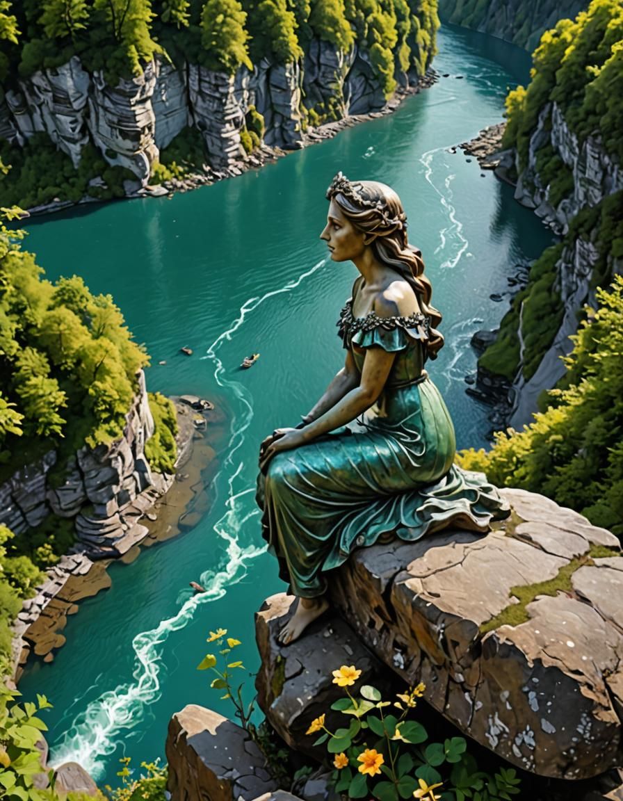 Enchanting Mermaid on a Rock in Fantasy Setting
