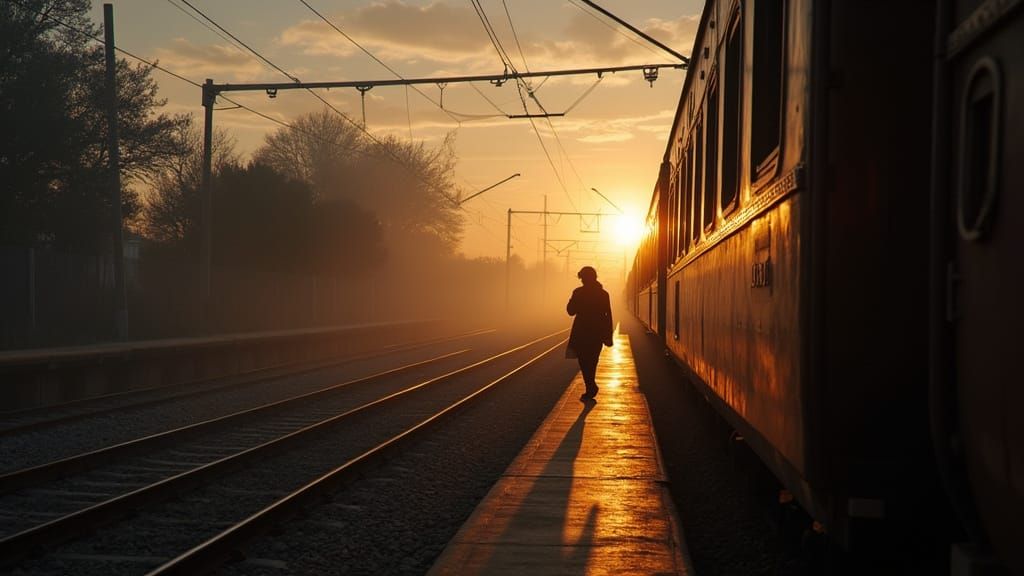 Old Train Station at Dawn in Cinematic Style