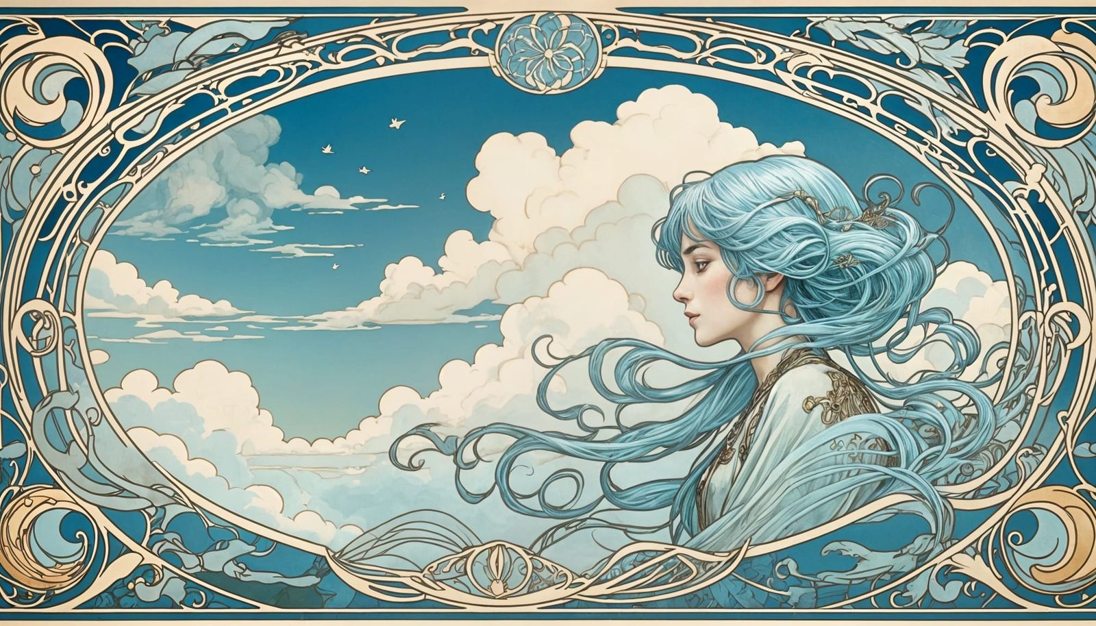 Cloud Hair in Art Nouveau Style