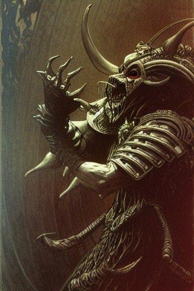 Creepy Wolf Knight Portrait in Horror Style