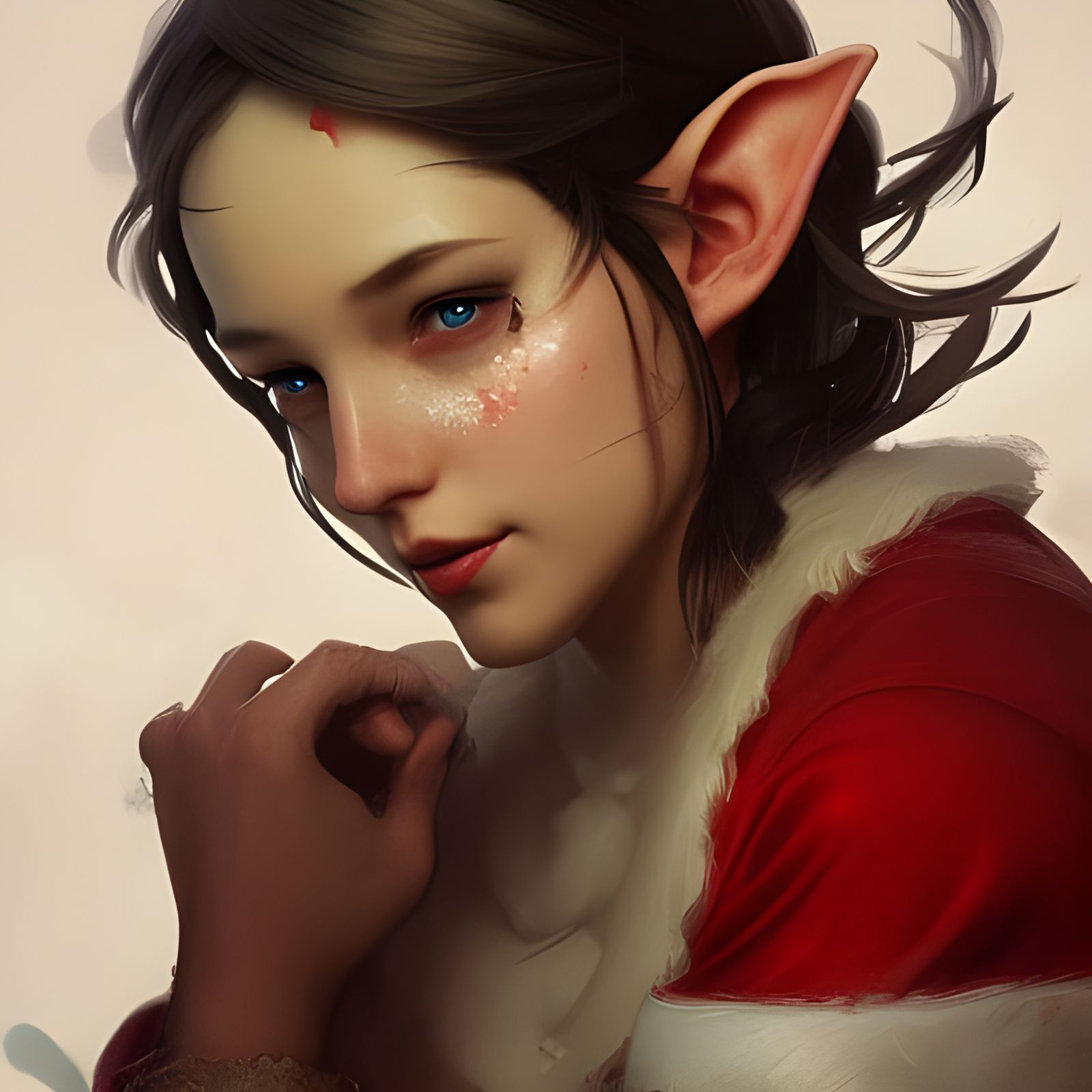 Festive Portrait of Santa's Elf in Hyperdetailed Style