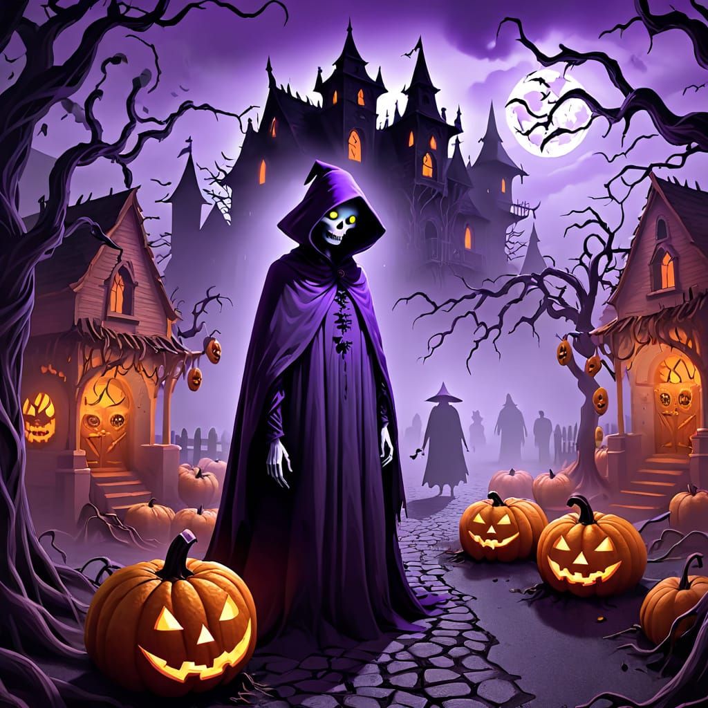 Eerie Halloween Festival in Haunted Town Square