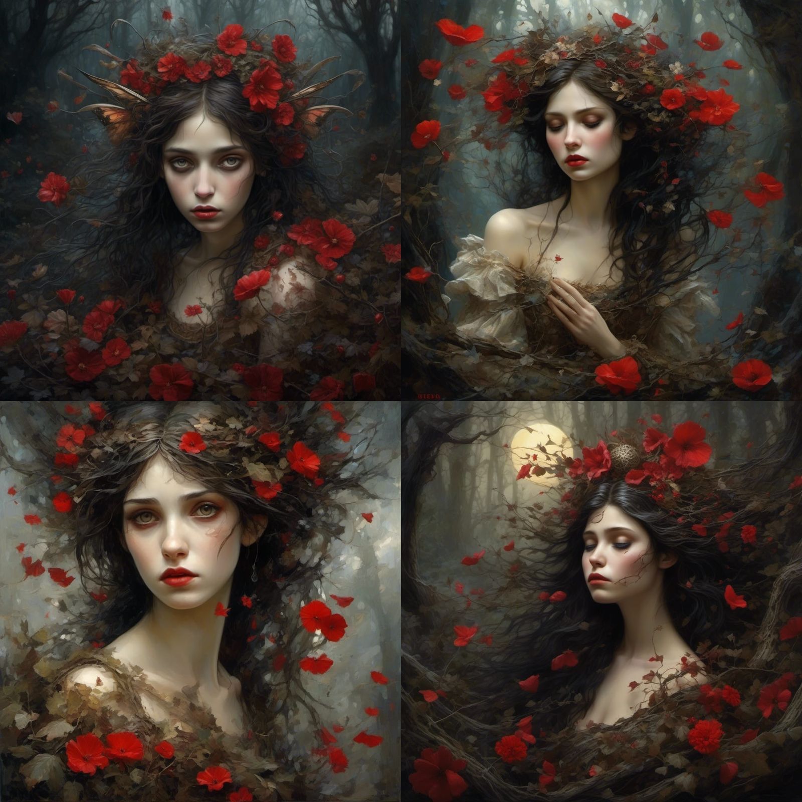 Broken-Hearted Fairy in Moonlit Forest