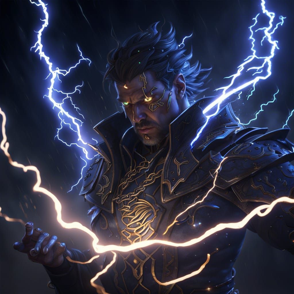 Chain Lightning Spell in Dark Fantasy Style