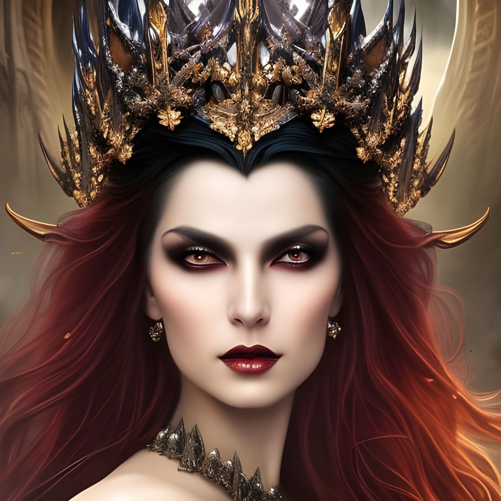 Lady with Extravagant Crown: Fantasy Digital Art