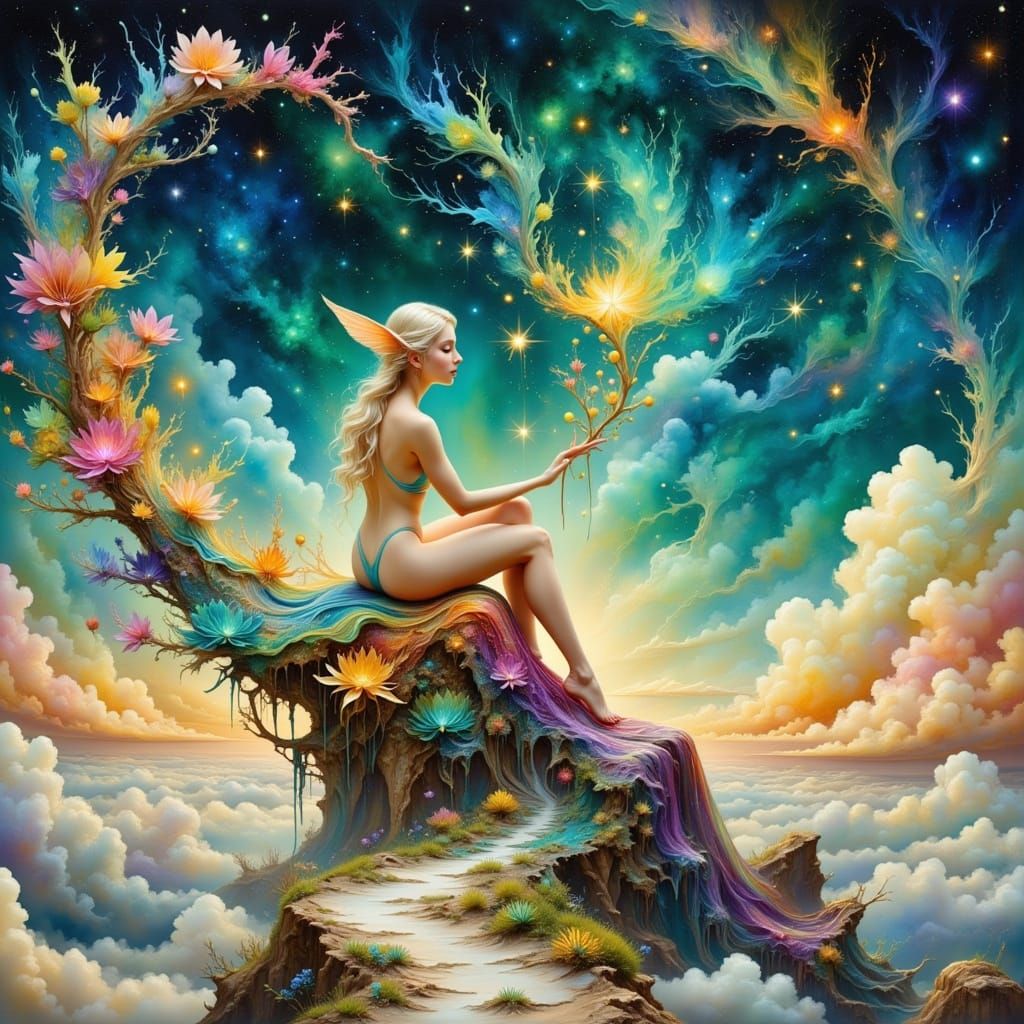 Elven Moon Dreamscape in Ethereal Pastel Colors