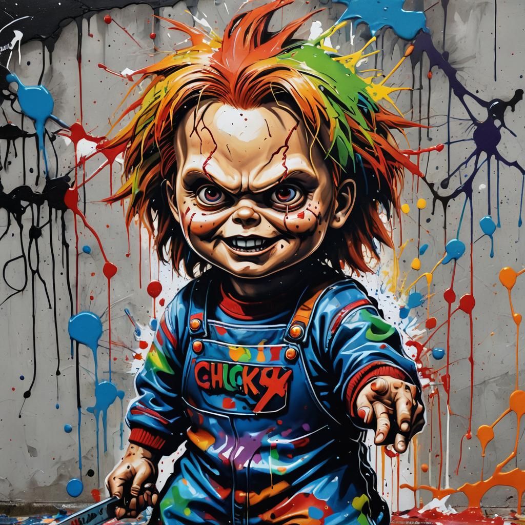 Chucky Graffiti Art in Polychromatic Style