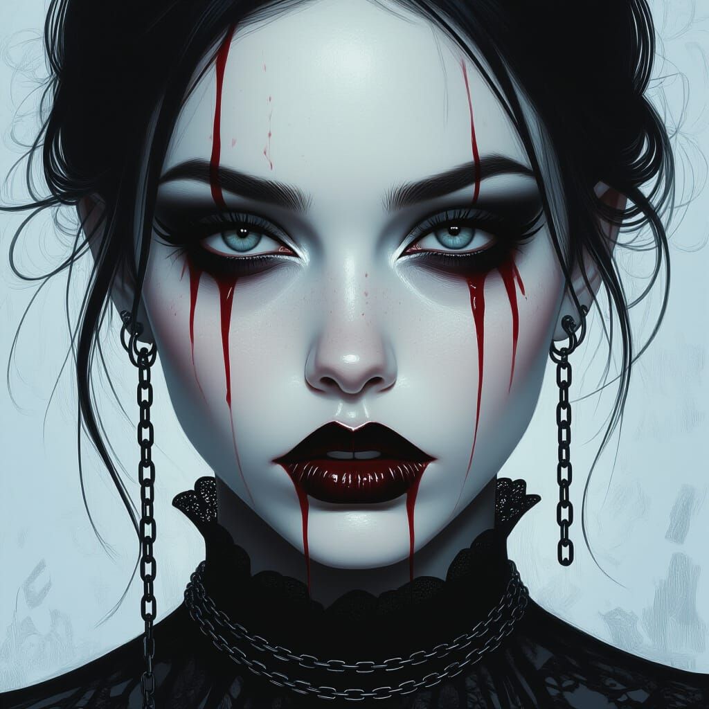 Gothic Woman Portrait in Dark Fantasy Style