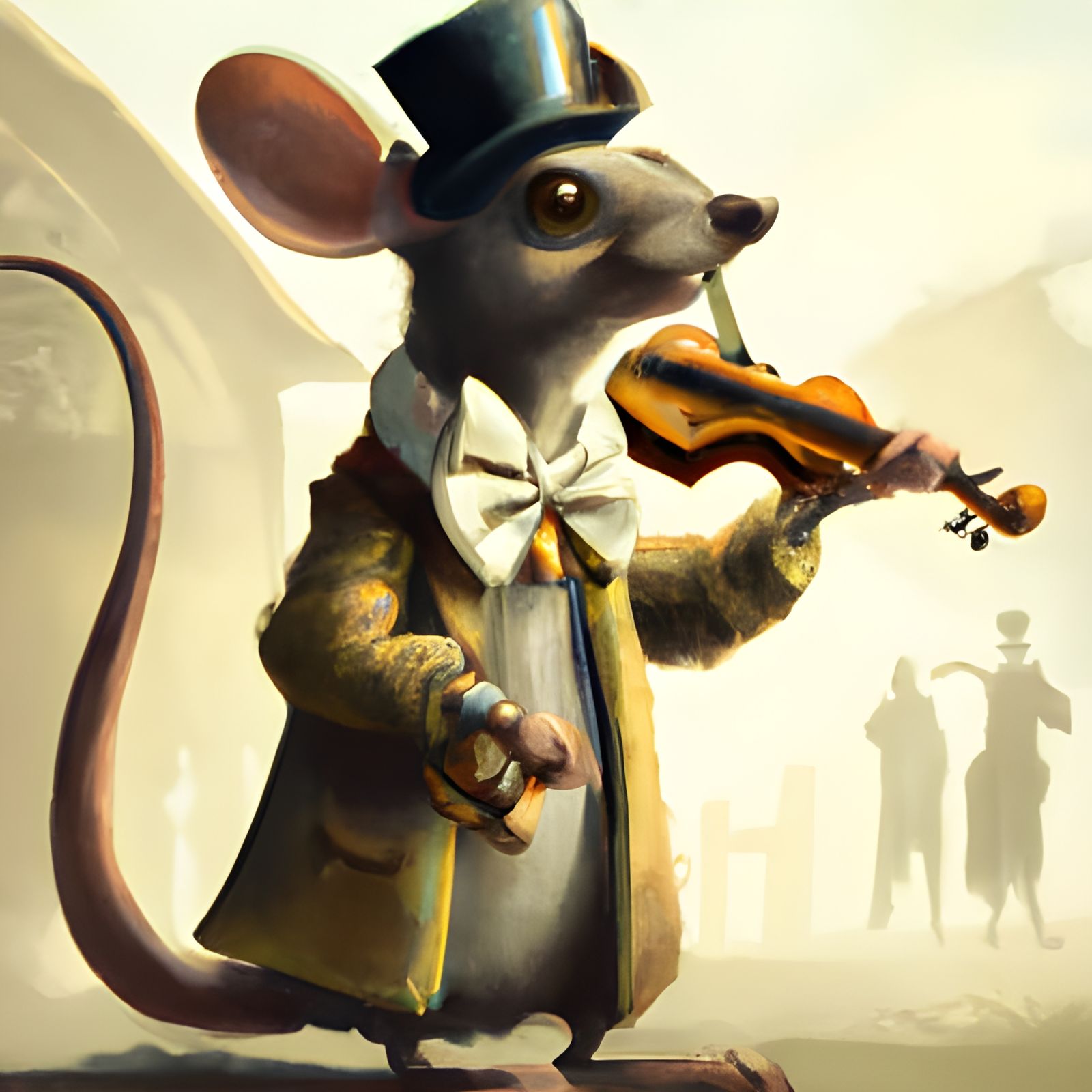 Victorian Mouse Clarinet Player Portrait