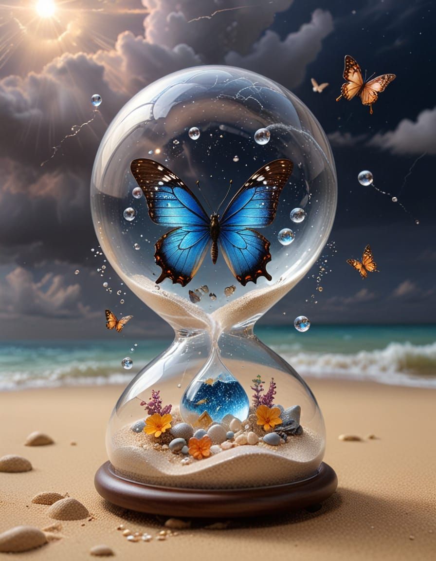Hourglass Butterfly in Glass Universe Thunderstorm