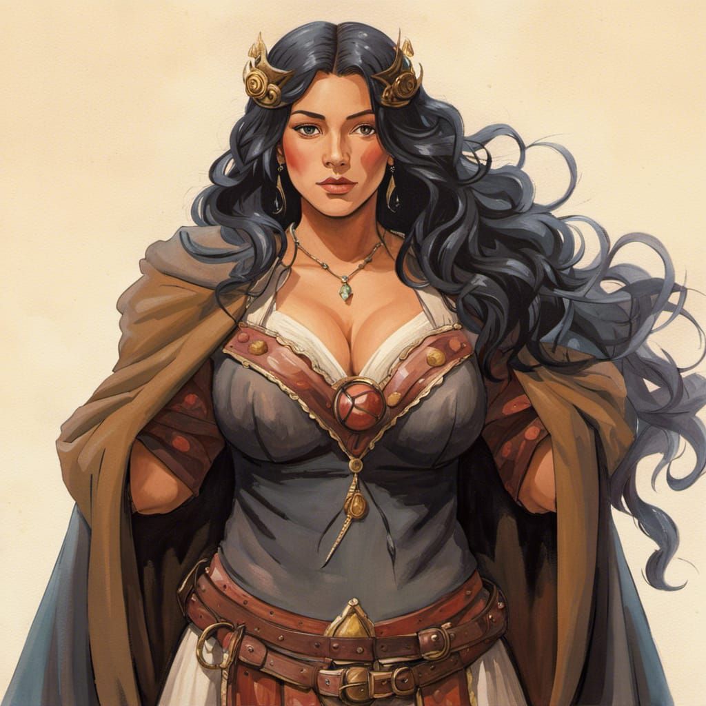 Chubby Pirate Woman in Studio Ghibli Watercolor