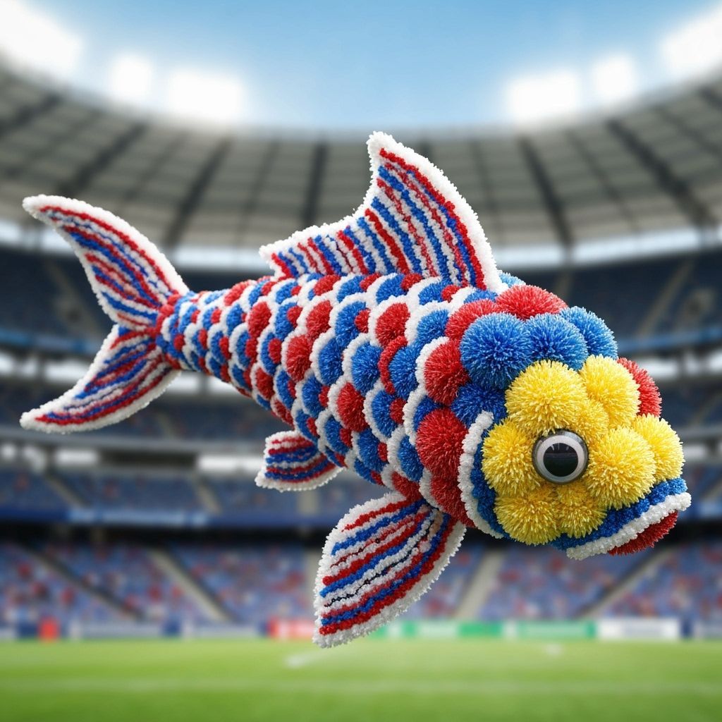 Vibrant Koi Fish Sculpture Made of Cheerleader Pom Poms