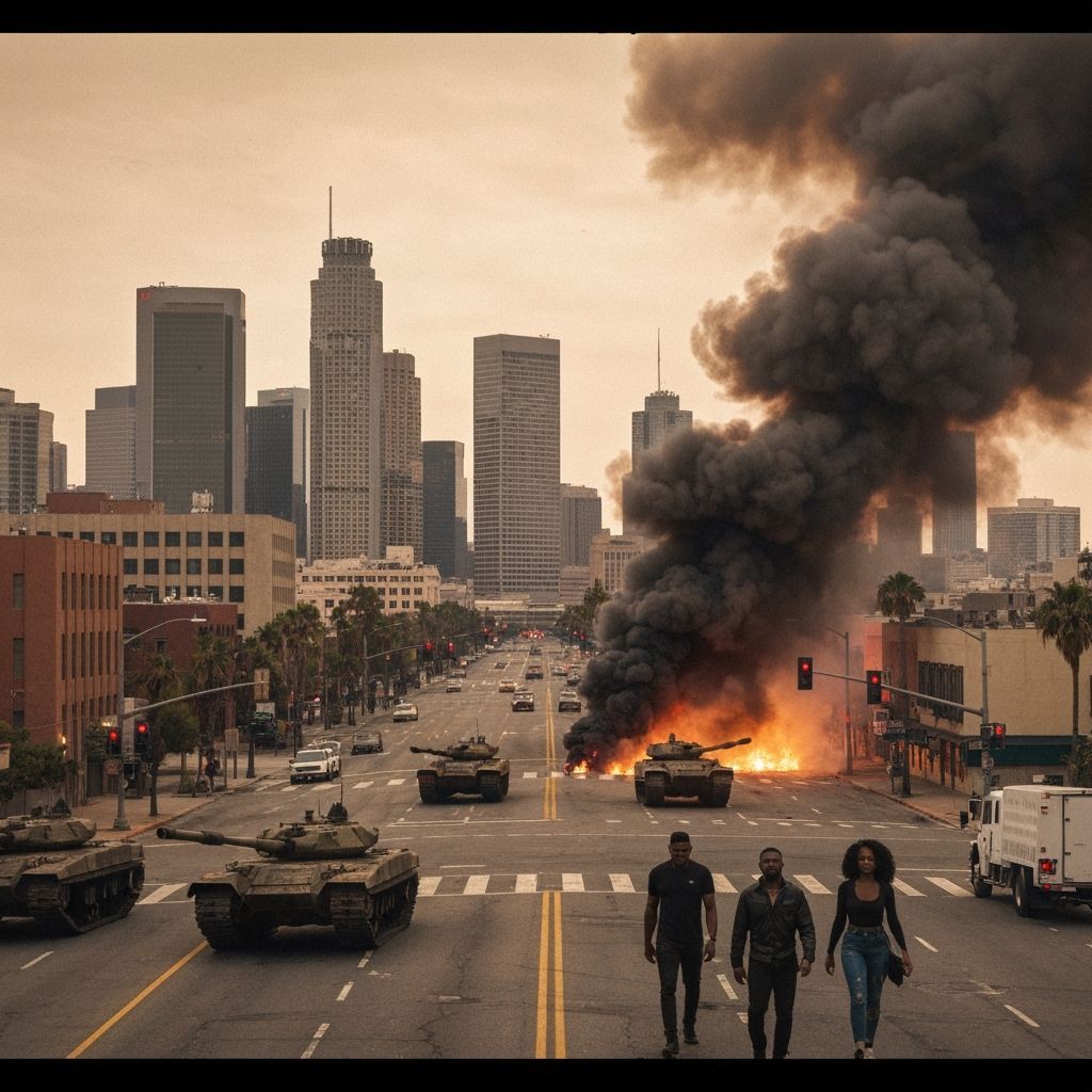 Fiery Dystopian LA Skyline Panorama