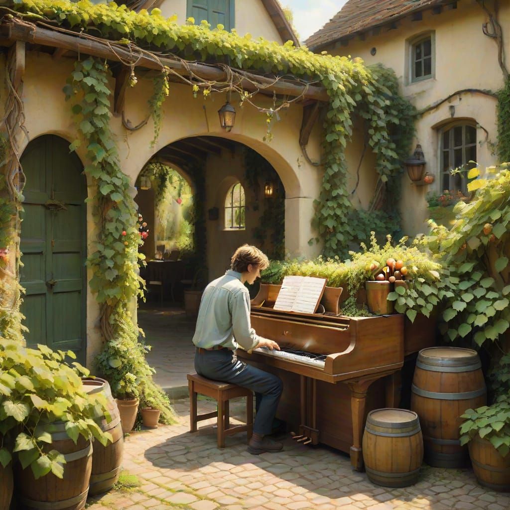 Cozy Cottage Serenity in Whimsical Rural Scene