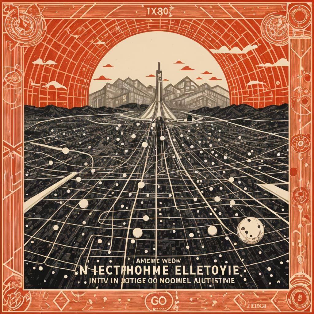 Electronic Music Album Cover in Cosmic Futurism Style