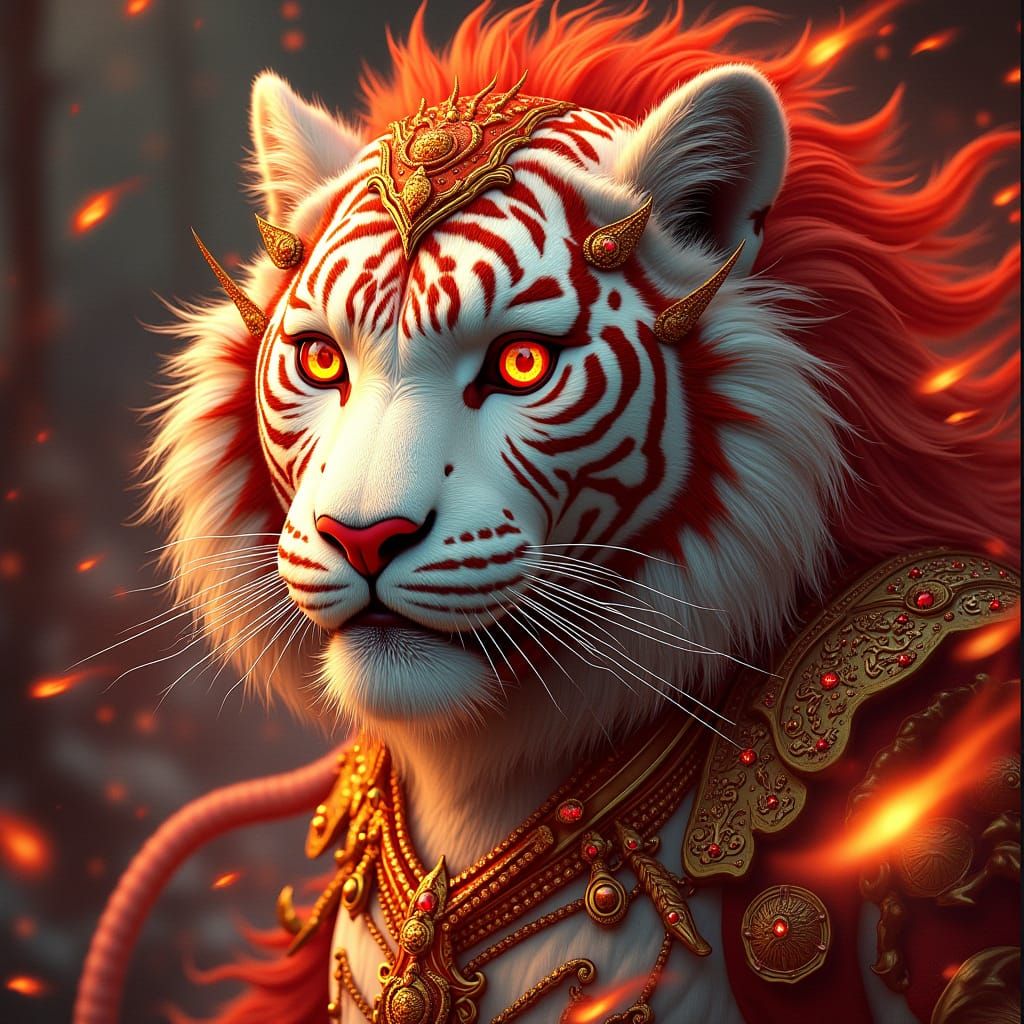 Celestial Tiger Spirit in Cosmic Armor