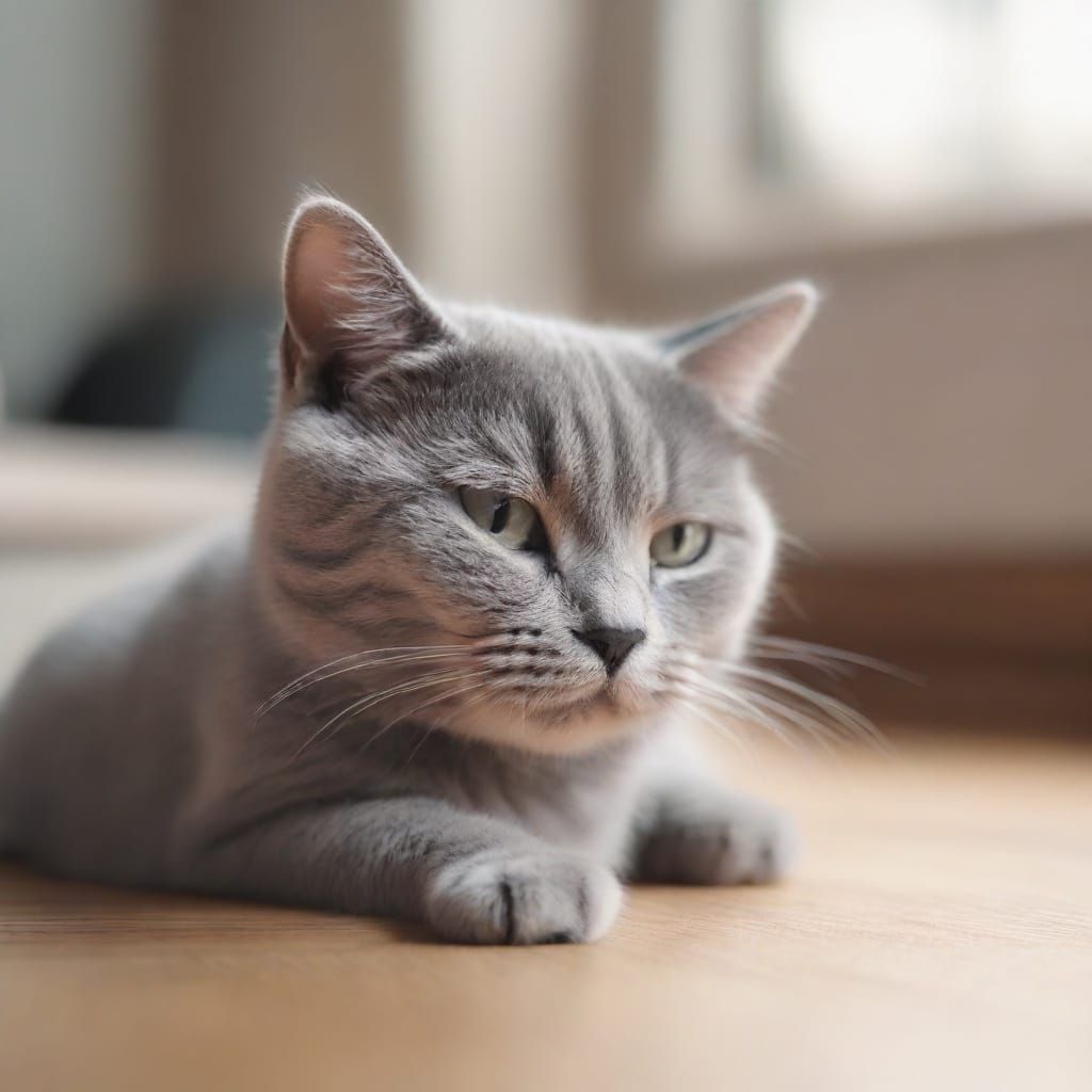 Gray British Shorthair Cat Interacts with Gentle Hand