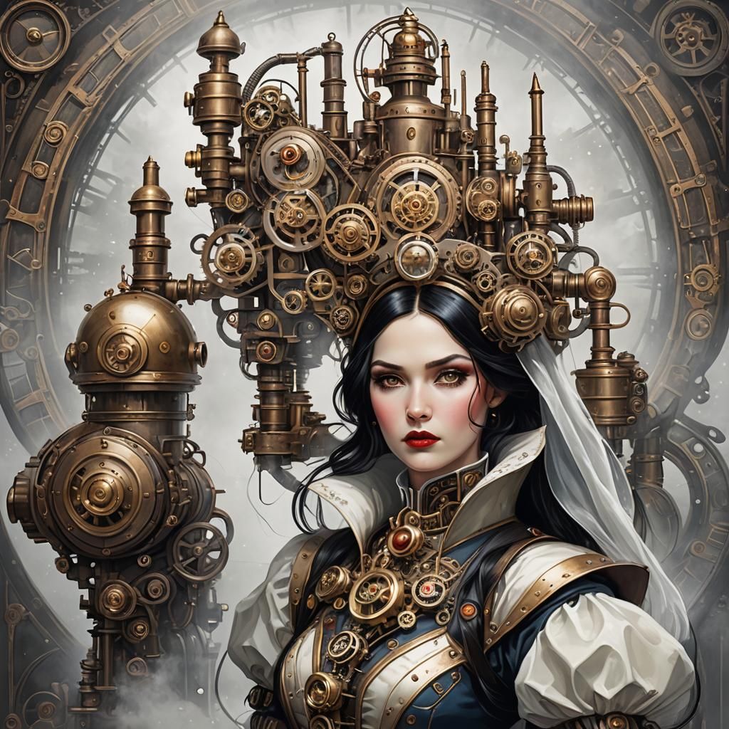 Steampunk Snow White Queen with Engine