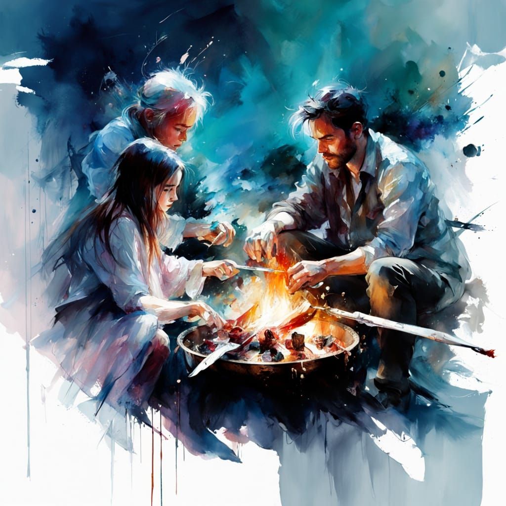 Bonfire on Moonlit Beach: Hyperrealistic Summer Dream