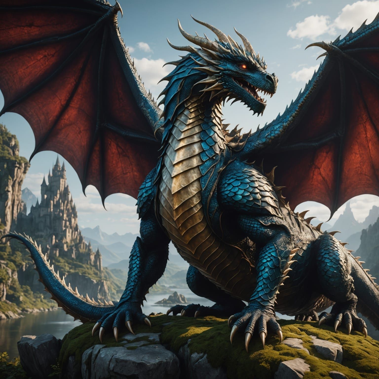 String Scale Dragon: Detailed Matte Painting