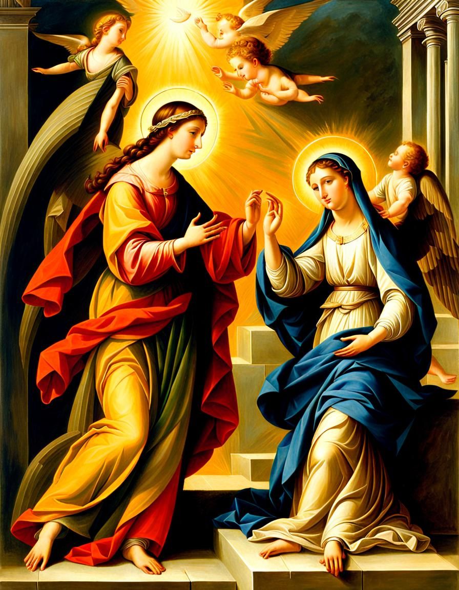 Baroque Painting of The Annunciation with Gabriel