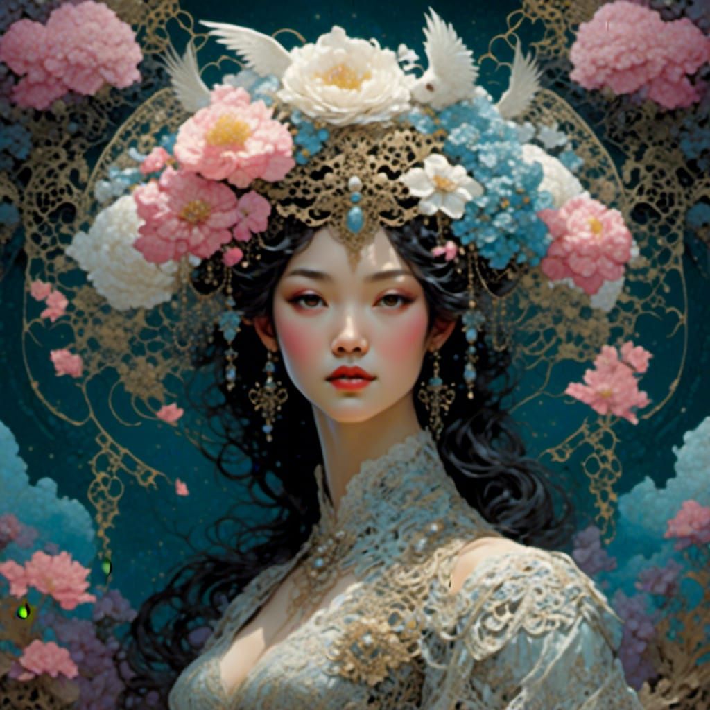 Artful Lace Collage: A Breathtaking Fantasy Masterpiece