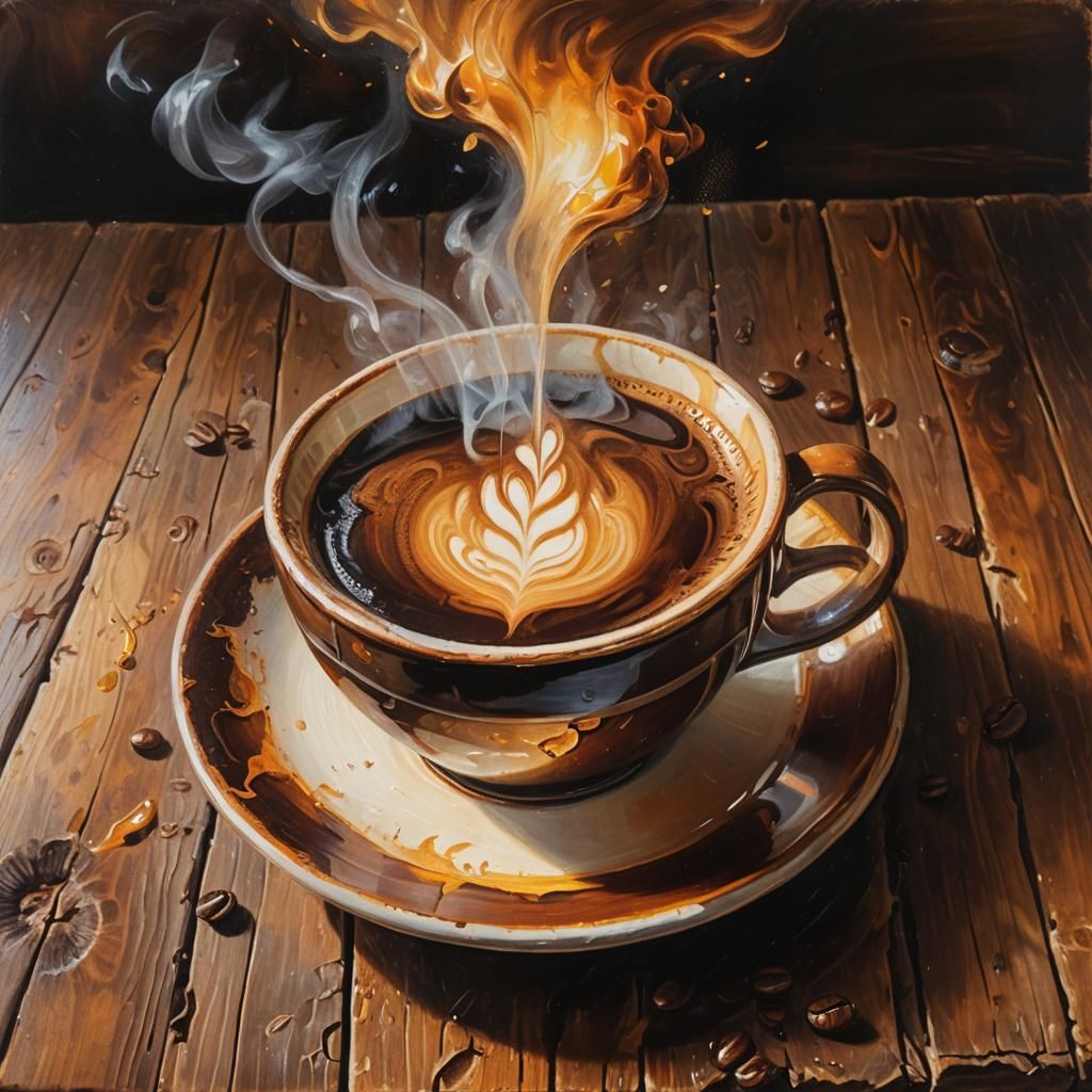Steaming Coffee Cup: An Oil Painting Still Life