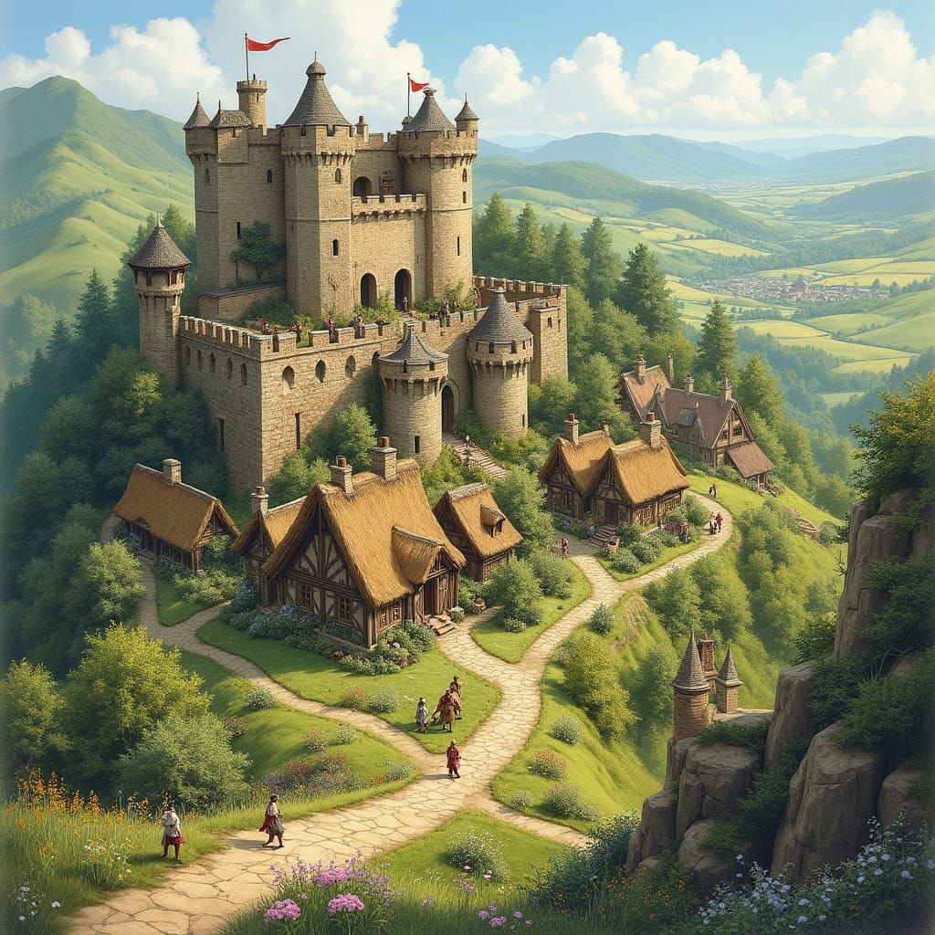 Medieval Fort Amidst Enchanted Village