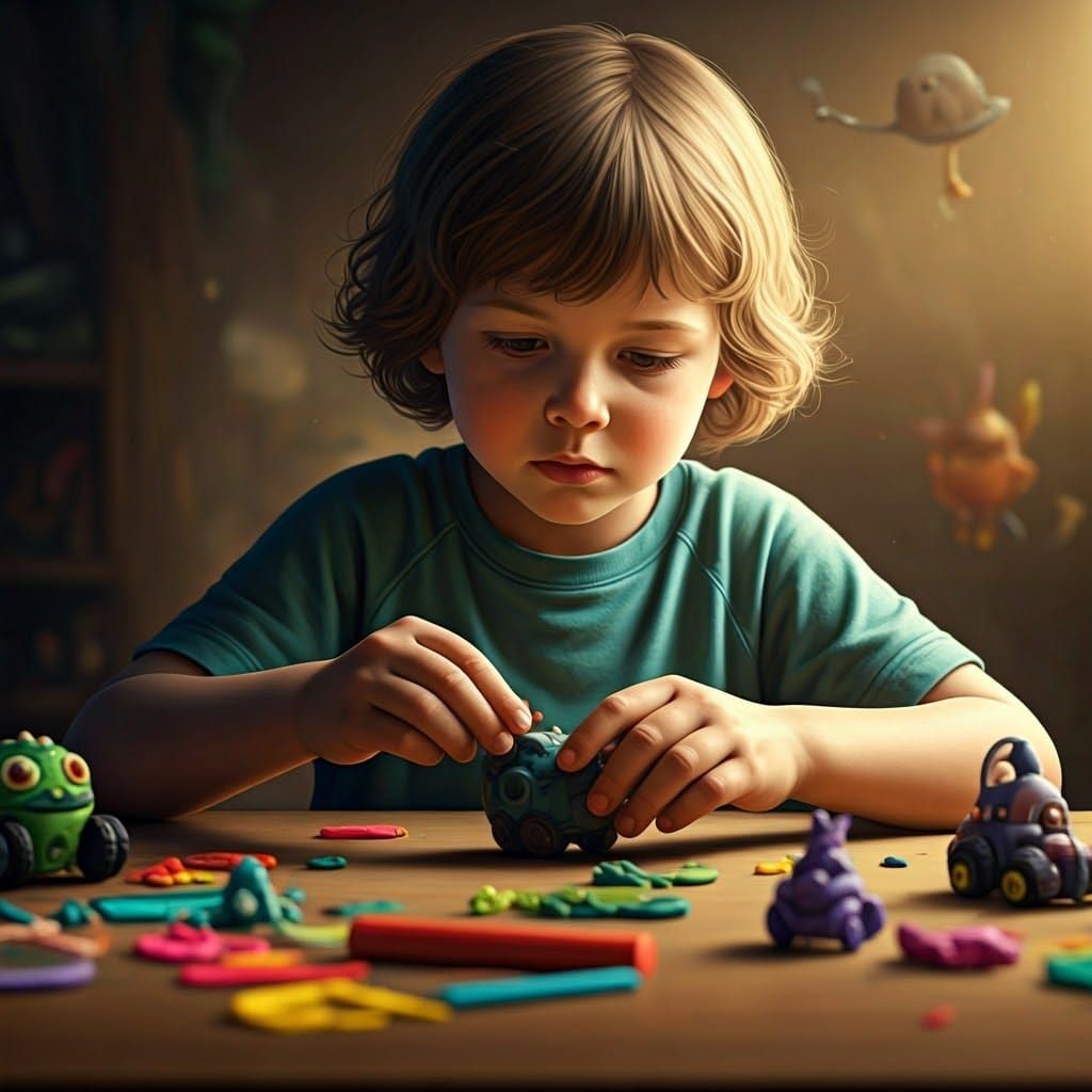 Child Sculpts Plasticine Figures in Hyper-Realistic Concept ...