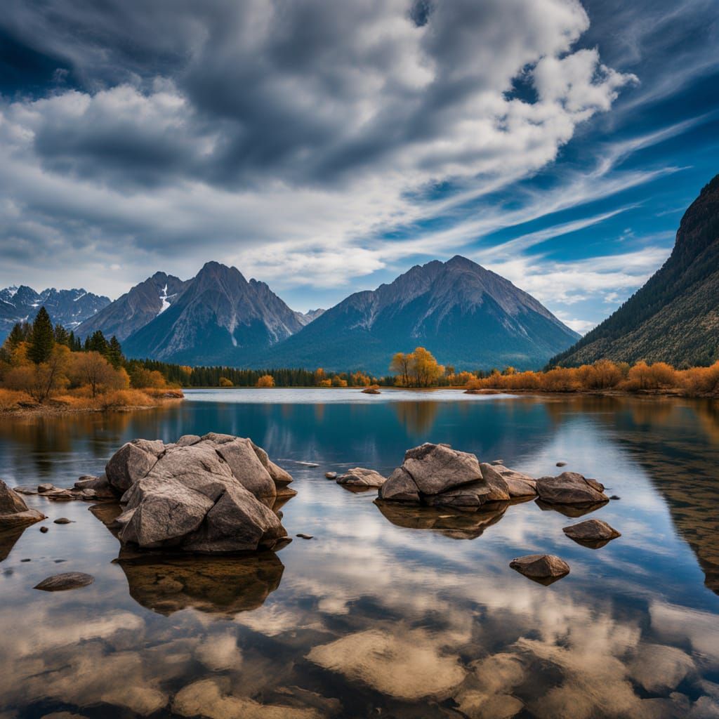 Vibrant Blue Lake Landscape Photography