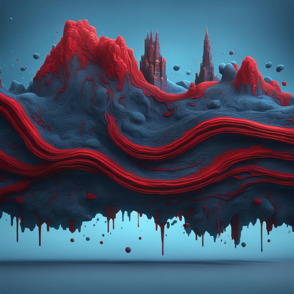 Horizontal Red Line on Blue, Fantasy Concept Art