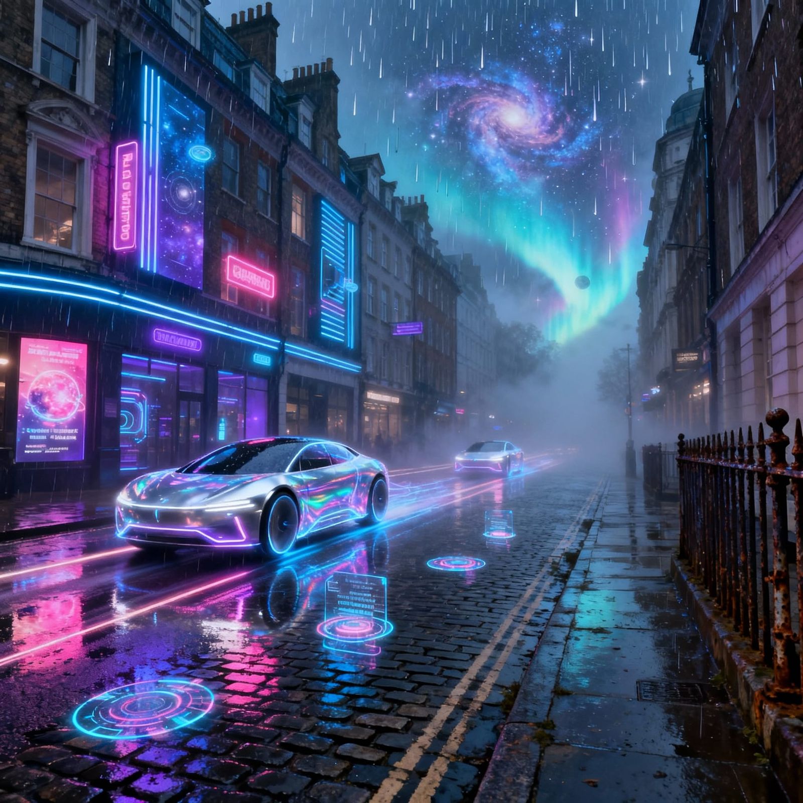 Futuristic London Street Scene in 2100