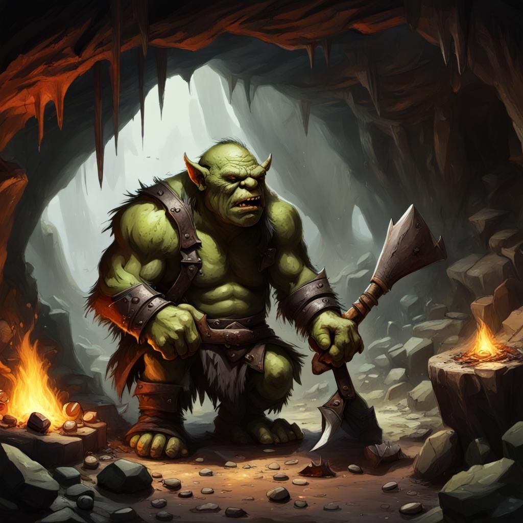 Orc Cleans a Messy Cave