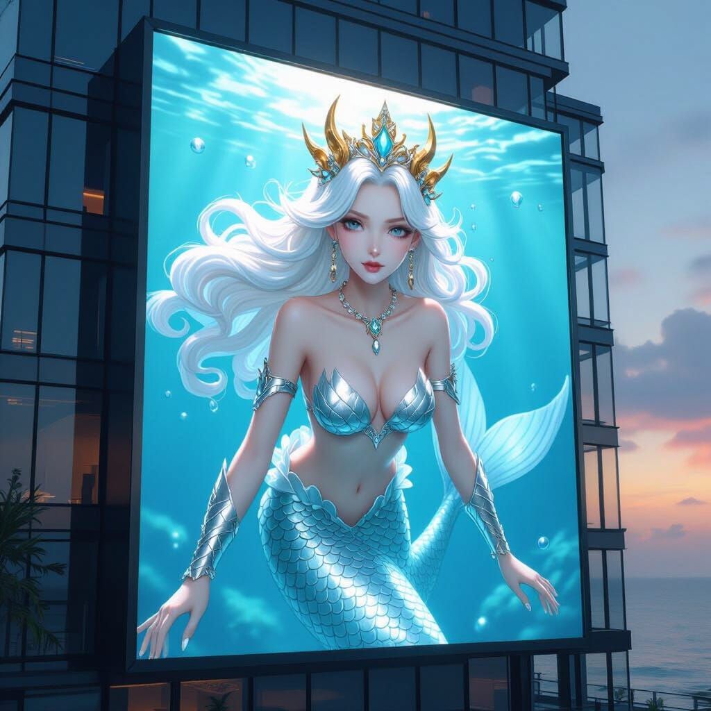 Mermaid Billboard in 3D Anime Style