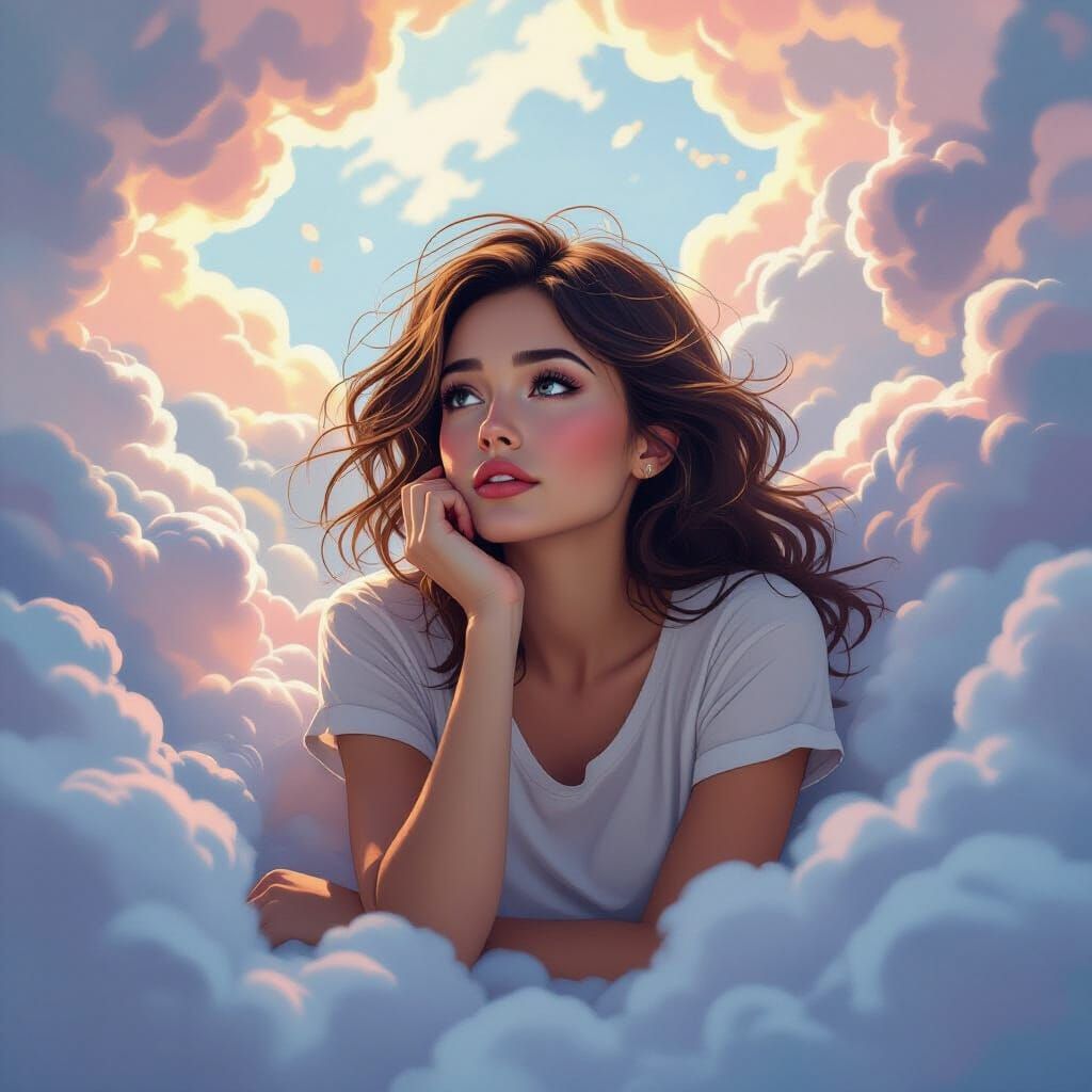 Woman in Swirling Clouds of Creativity