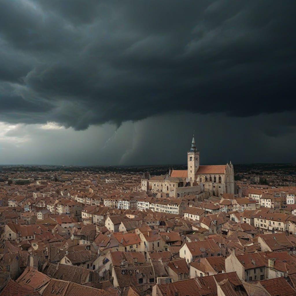 Eye of the Storm Over a Medieval City