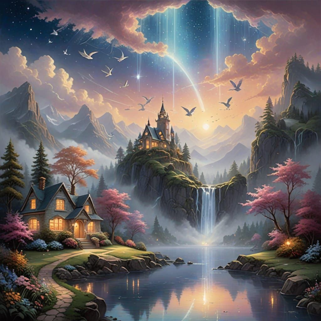 Spirits Ascend to Heaven in a Radiant, Golden Light