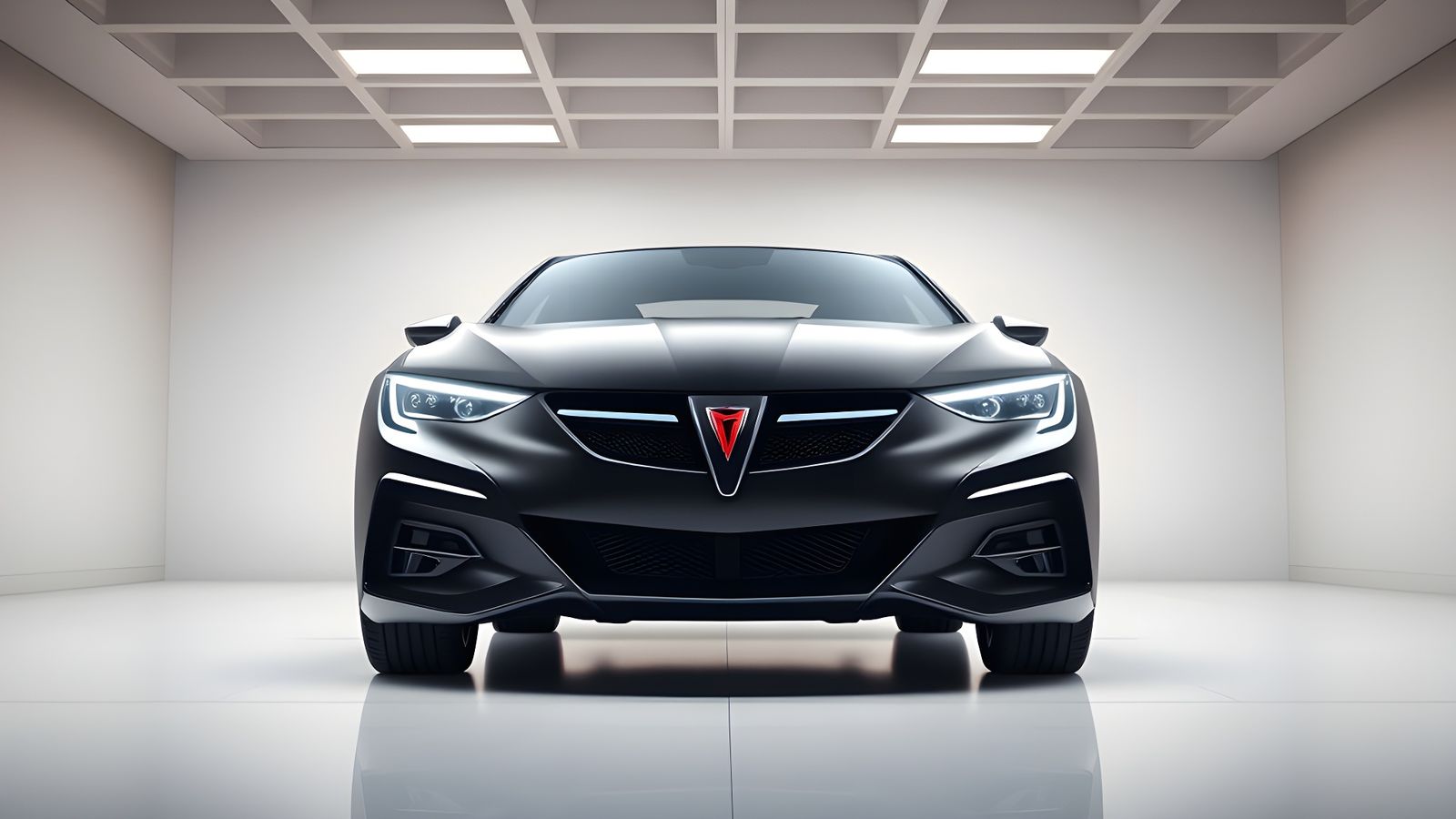 Futuristic Black Pontiac Sunbird SE in Showroom