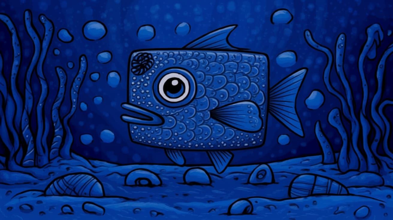 Surreal Blue Fish in a Deep Blue Dimension