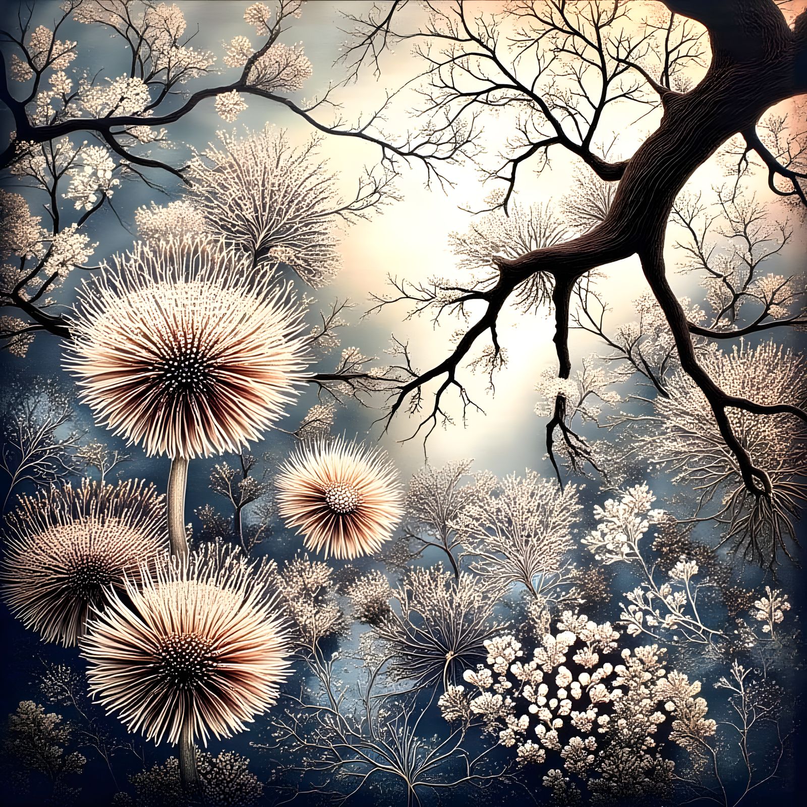 Unique Thistle Flower Hybrids with Stick Beasts