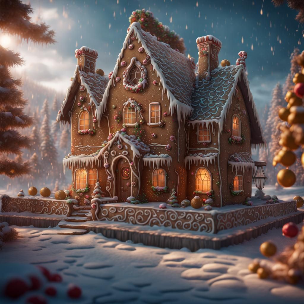 Fantastical Gingerbread House in Detailed Matte Painting