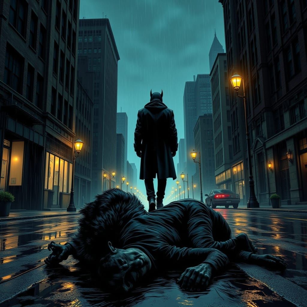 Gritty Dystopian Cityscape in Graphic Novel Style