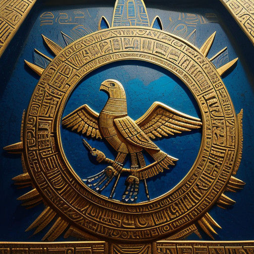 Egyptian God Horus in Golden Hieroglyphic Splendor