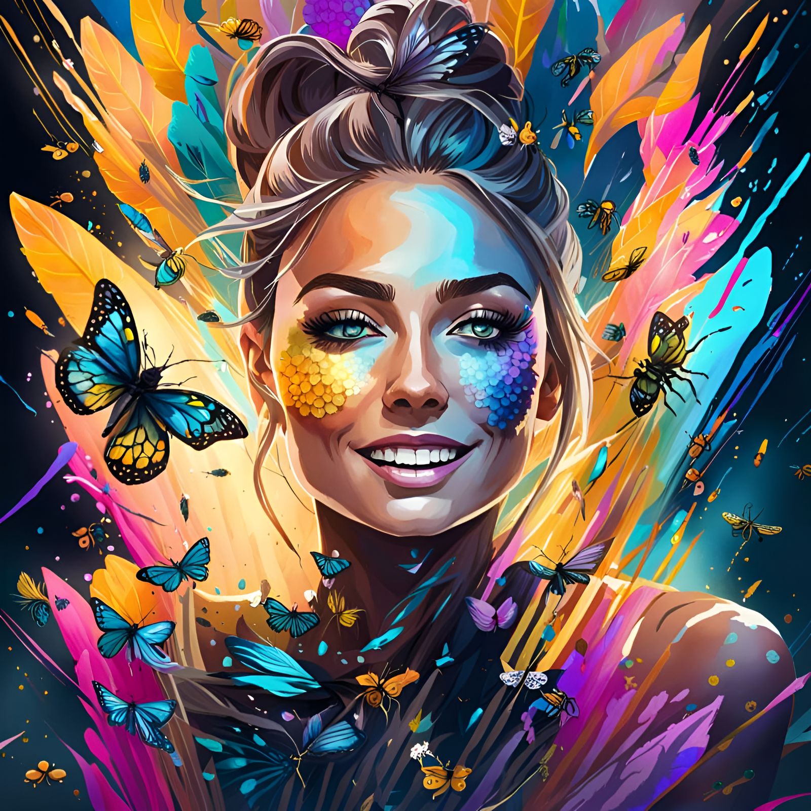 Pamela Reif Portrait in Watercolor Style