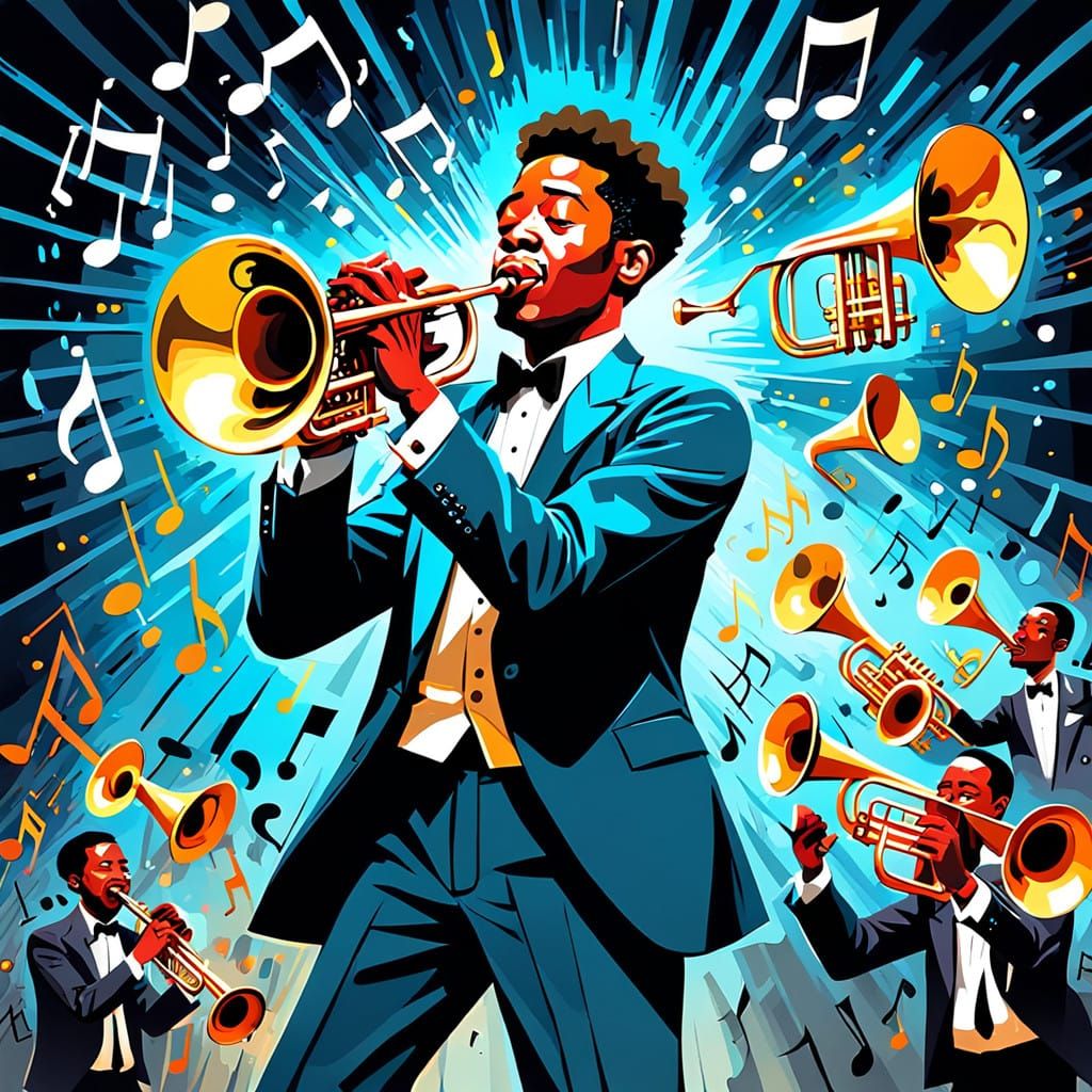 Joyful Jazz Musician in Vibrant Stage Performance