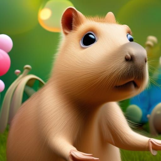 Adorable Baby Capybara in Detailed 3D Digital Art
